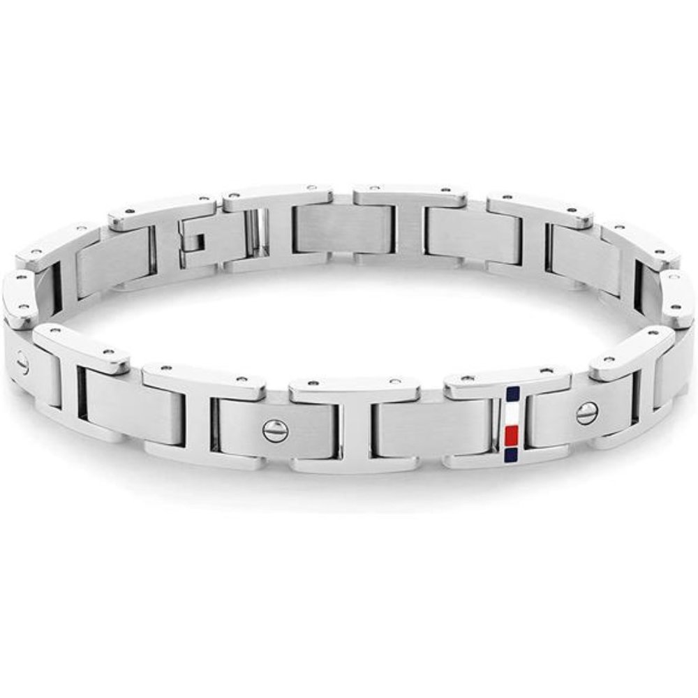 Mens Screws Stainless Steel Link Bracelet Silver